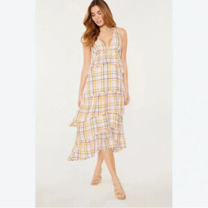 Cinq à Sept's Astor Tiered Plaid-Print Maxi Dress